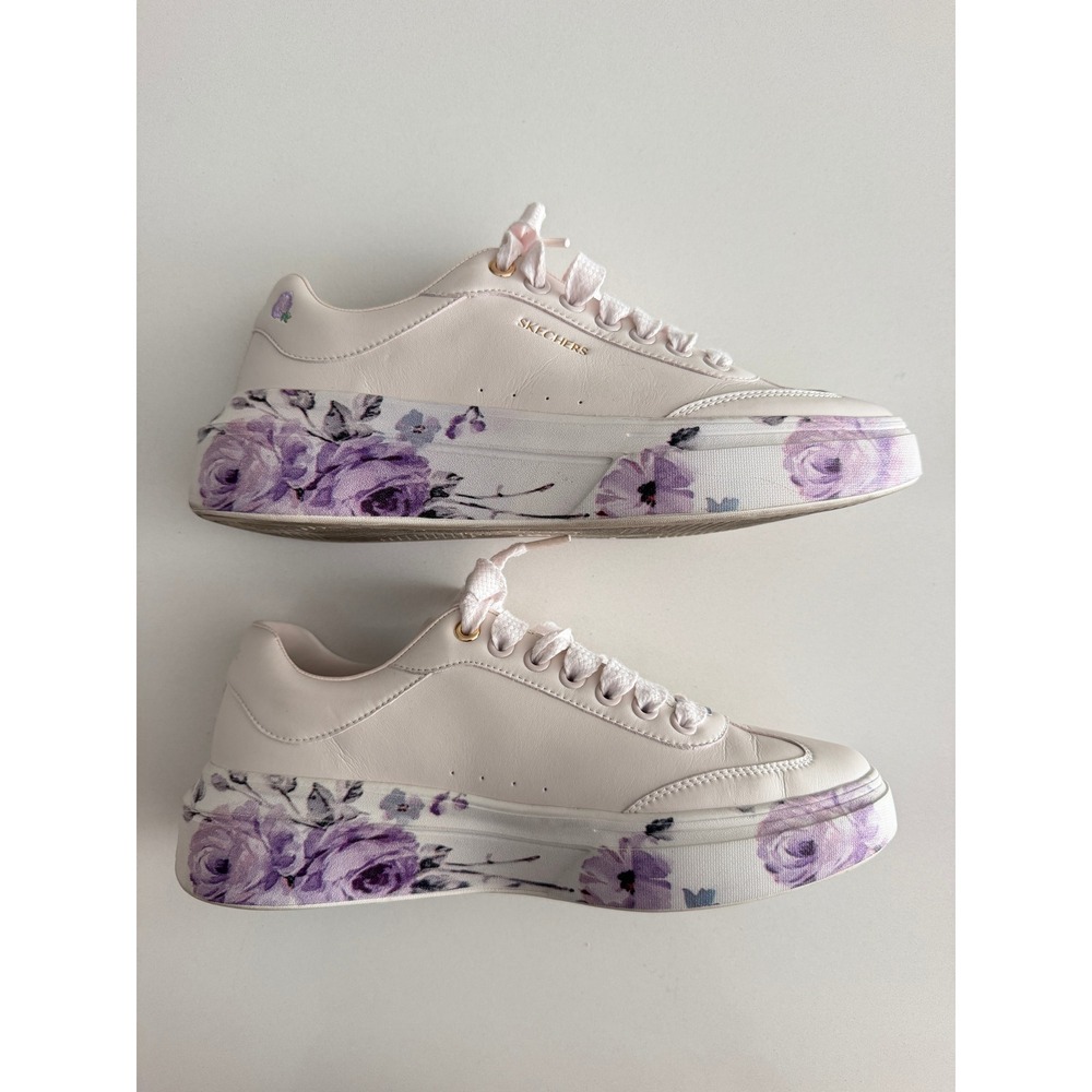 Skechers Court Classics Sneakers Womens 11 Pink Floral Platform 185062 ROS - Picture 7 of 9